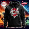 Chiefs hoodie with torn chest artwork exposing the team logo.