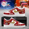 Custom Nike Air Force 1 sneakers with San Francisco 49ers logo and