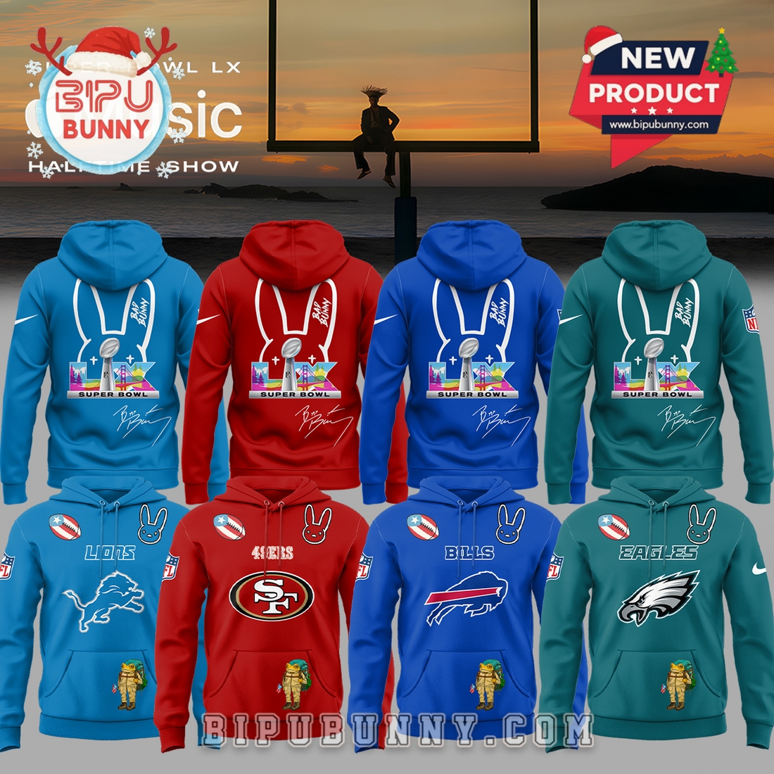 All team NFL x Bad Bunny Super Bowl Hoodie All team NFL x Bad Bunny Super Bowl Hoodie