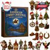 A festive cowboy-themed advent calendar with 24 mini Christmas ornaments featuring western designs like boots, hats, and saloons!