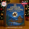 A cowboy-themed advent calendar box with a scenic western winter design and festive holiday background!
