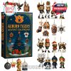 A festive collection of Christmas countdown figurines with Auburn logos and characters, featuring sports uniforms, reindeer horns, and decorative hanging loops for tree placement!