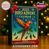Front of the 2025 Bird Advent Calendar box featuring a macaw and holiday graphics, set in a glowing Christmas scene with warm lights.