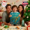 Happy family with Sea Turtle Advent Calendar enjoying holiday moments around a Christmas tree and colorful gifts!