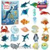 Ocean-themed Advent calendar with 24 acrylic marine animal ornaments including fish, crustaceans, sea mammals, and shells!
