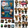 A secret mission-themed holiday calendar showing collectible acrylic mini figures dressed as spies, agents, reindeer operatives, and elves, alongside tech-themed holiday props and CIA badges!