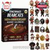 Cincinnati Bearcats 140th Anniversary Advent Calendar featuring 24 collectible acrylic ornaments including mini mascots, helmets, footballs, and legendary players in holiday themes!