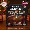 Festive display of Cincinnati Bearcats Advent Calendar celebrating 140 years of team legacy, surrounded by seasonal decorations to highlight its holiday launch!