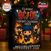Promotional holiday shot of the Classic AC DC Advent Calendar 2025 in front of a Christmas tree and presents, highlighting its perfect fit as a music lover’s seasonal collectible!