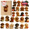 Dachshund dog advent calendar with a warm neutral box design and a full collection of tiny puppy ornaments in festive costumes, ideal for Christmas decoration and gifting!