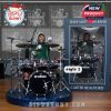 Carter Beauford figurine playing drums with detailed Yamaha set on personalized base, displayed with realistic packaging and design model!
