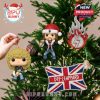 Def Leppard ornaments hanging on Christmas tree with rock-themed designs.