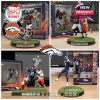 Denver Broncos collectible figurine set featuring four action-packed football scenes with labeled bases and themed boxes showcasing key matchups!