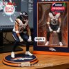 Broncos coach figure in orange gear, posed with a football, shown next to its boxed version on a desk setup!