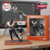 Denver Broncos figure running with ball while escaping tackle, on game-themed base with packaging and 3D reference in background!