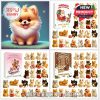 Holiday advent calendar set for dog lovers with different box designs and 24 small Pomeranian dog figurines in playful Christmas poses and cozy winter themes!