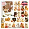 Christmas countdown calendar with a sweet sleigh scene and adorable dog ornaments, each styled with bows, Santa hats, or seasonal props like presents and stars!