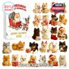 Christmas advent calendar designed for dog lovers, offering 24 unique Pomeranian puppy figurines in festive costumes and accessories, packaged in a winter woodland-themed box!