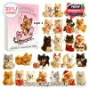Girly and festive advent calendar with Pomeranian collectibles in a dreamy pink holiday setting, perfect for dog lovers who enjoy charming seasonal décor!