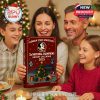 A family of four enjoys a warm Christmas meal while admiring the FSU advent calendar box. The moment highlights connection, celebration, and Seminole pride through a seasonal lens!