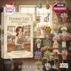 Florist Life Advent Calendar 2025 with full set of ornaments placed beside the calendar box in a cozy floral shop atmosphere.