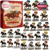 Horse racing advent calendar set with colorful rider and horse miniatures, numbered for daily collection in a sporty holiday theme!