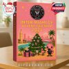 The front view of the Inter Miami CF Advent Calendar 2025 box with vibrant pink colors, palm trees, and soccer-themed holiday design.