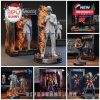 Megadeth figurine collection with action poses and dynamic packaging in multiple editions, including flames and band-themed styles.
