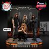 Megadeth Band Edition figurine set showcasing all band members in a dynamic pose with fiery accents, displayed in a band-themed box.