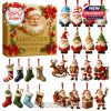 A festive Santa Claus Advent Calendar with vibrant figurines, Christmas accessories, and decorations.