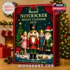 Merry Nutcracker calendar box displayed in a festive room with a Christmas tree and fireplace decorations in the background.