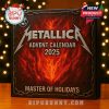 A close-up view of the Metallica Advent Calendar box with a fiery background and the iconic Metallica logo.