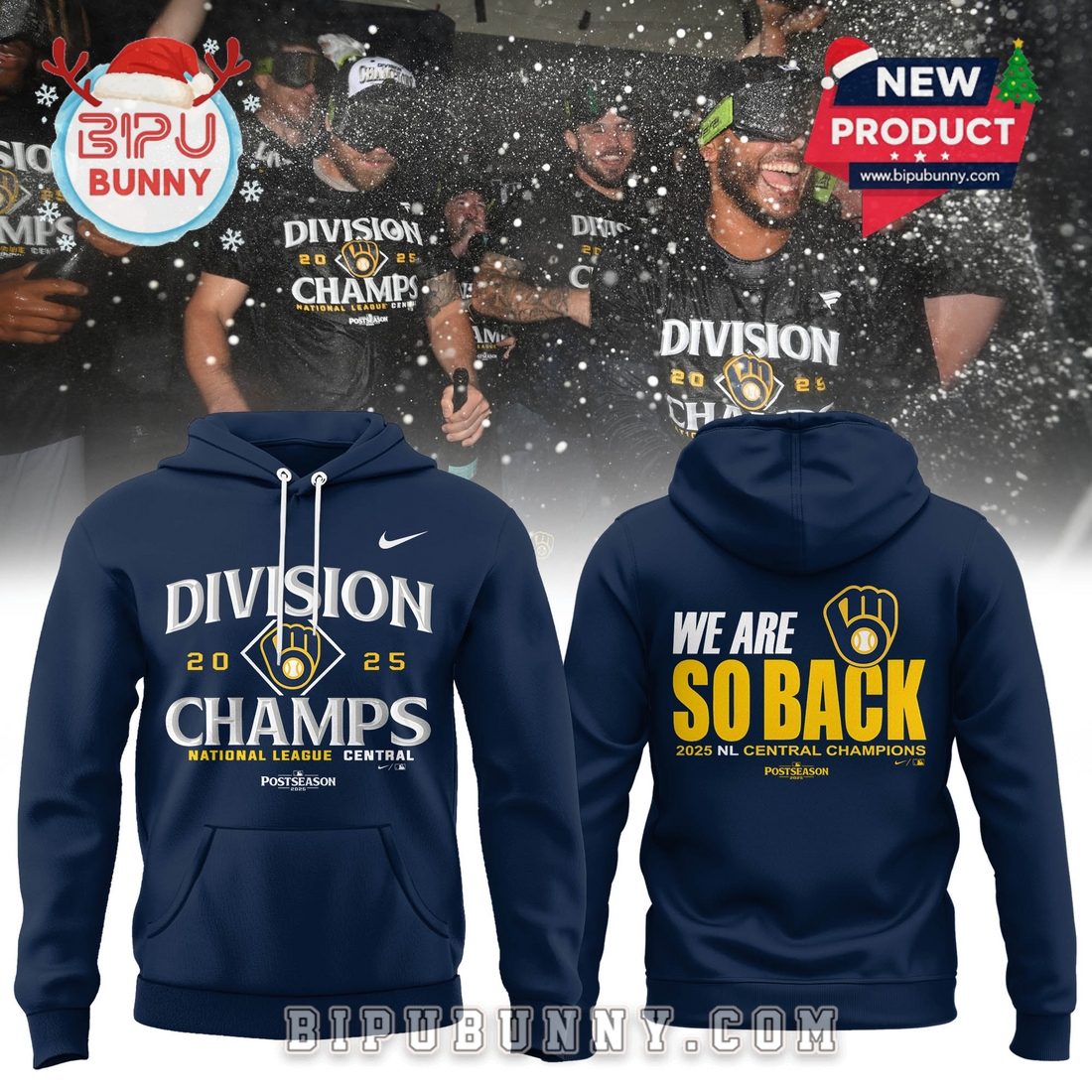 Milwaukee Brewers 2025 National League Central Hoodie Milwaukee Brewers 2025 National League Central Hoodie