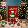 2025 Phillies Advent Calendar with festive designs, featuring collectible baseball-themed ornaments including a Christmas tree, baseball players, and mascot.