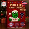 Close-up view of a Phillies player collectible ornament from the 2025 Advent Calendar, designed with holiday cheer and fine details.