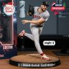 Boston Red Sox pitcher figurine in mid-pitch action, with baseball field base and intricate details, in premium packaging.