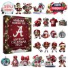 Christmas-themed ornaments featuring Crimson Tide mascots, stadiums, player figures, and holiday objects like bows, balls, and hats!