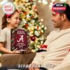 Gift-giving scene featuring a father and daughter enjoying a special Crimson Tide-themed holiday tradition!