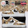 A Detroit Lions-themed custom shoe with camouflage and 