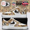 A San Francisco 49ers-themed shoe with camouflage and 