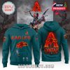 A hoodie featuring the Eagles' logo and fiery Avatar-inspired details, perfect for fans who want a unique and eye-catching design with fiery colors and graphics.