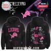 A black hoodie with Detroit Lions logo and Machine Gun Kelly’s signature pink artwork.