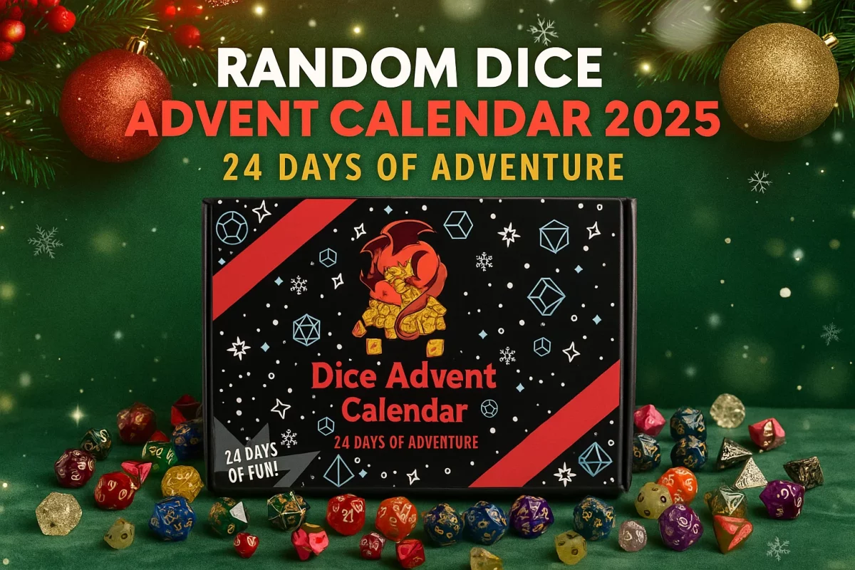 Random Dice Advent Calendar 2025 by Bipubunny hero image with colorful polyhedral dice
