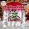 Front design of Atlanta Falcons Grinch Christmas sweater with festive holiday patterns.