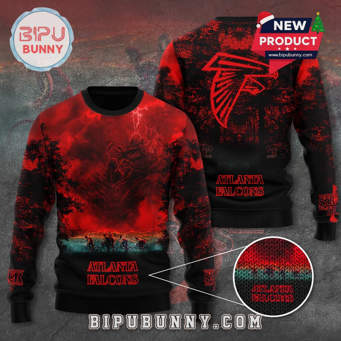 Atlanta Falcons x Stranger Things Ugly Sweater 2025 Atlanta Falcons x Stranger Things Ugly Sweater 2025