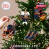 Football fan ornaments representing Auburn University, styled for Christmas with looped string tops and fun sports details!