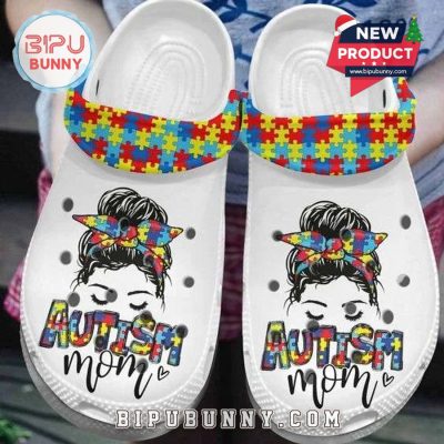 Autism Awareness Day Autism Mom Puzzle Messy Bun Crocs Autism Awareness Day Autism Mom Puzzle Messy Bun Crocs