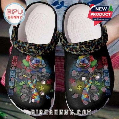 Autism Awareness Day Autism Rose And Ribbon Crocs Clogs