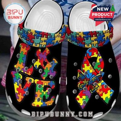 Autism Awareness Day Love Autism Butterfly And Ribbon Crocs