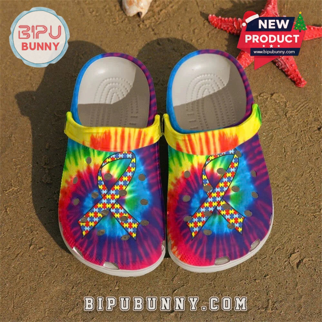 Autism Awareness Ribbon Tie Dye Color Crocs Clogs Autism Awareness Ribbon Tie Dye Color Crocs Clogs